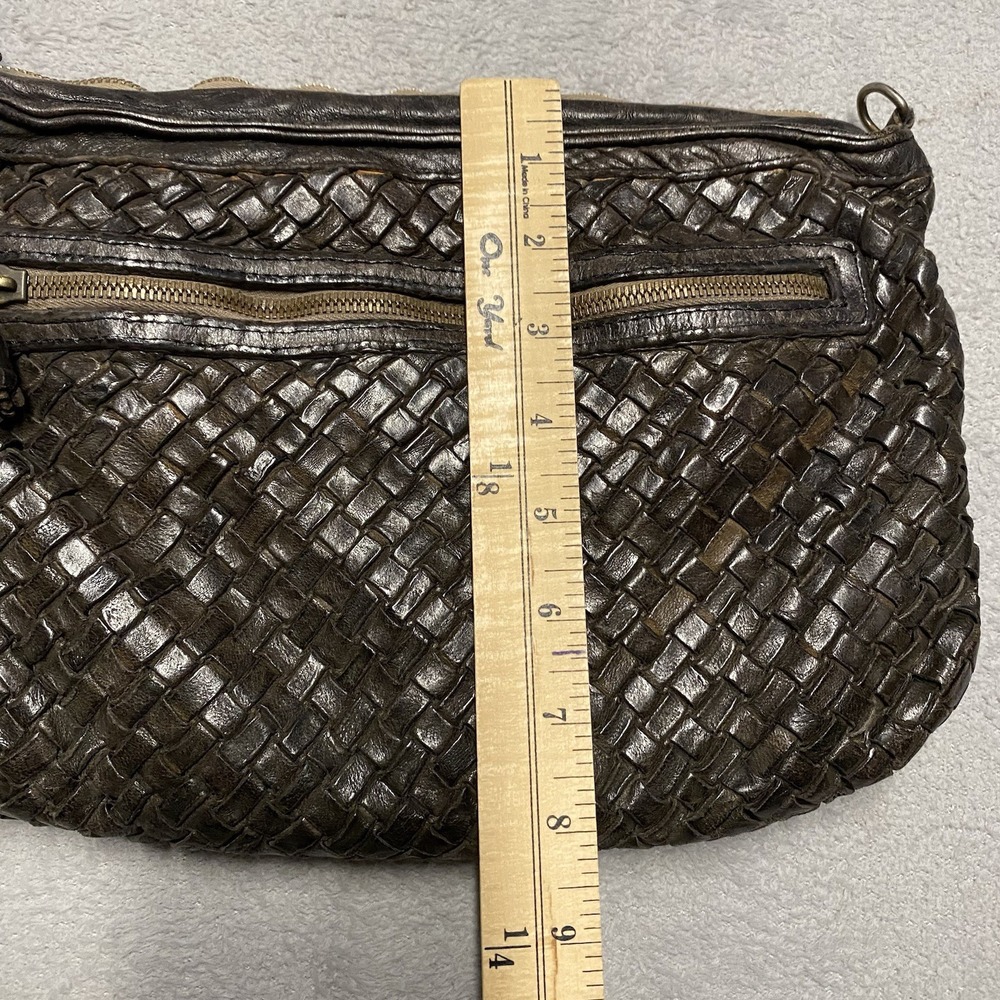 Johnny Was Leather Purse Bag Brown Crossbody Woven Hobo Italy Boho No‎ Strap - Picture 5 of 13